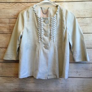 NEW WITH TAGS REBECCA TAYLOR BEADED LINEN BLEND BLAZER IN GRAY